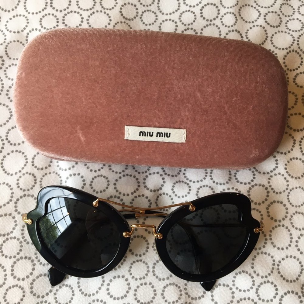 Miu Miu Black Gold Butterfly Sunglasses